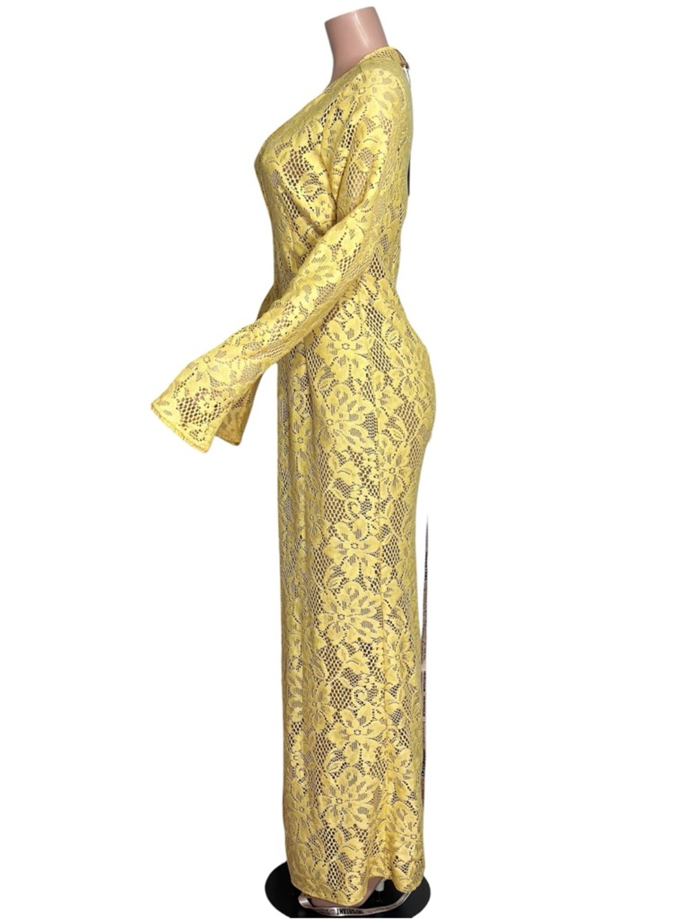 House of CB Indiana Yellow Lace Long Sleeve Maxi Dress - Picture 8 of 11